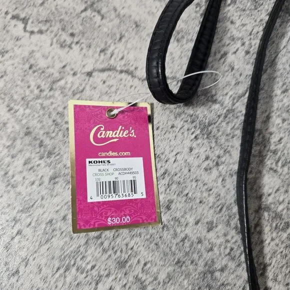 Vintage Y2K Candies Crossbody Bag Purse Quilted Metallic Black 2000s New - Picture 3 of 8